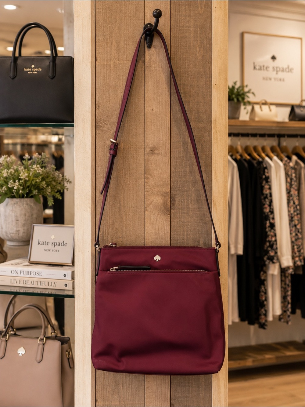 Kate Spade New York Burgundy Jae Flat Crossbody Bag